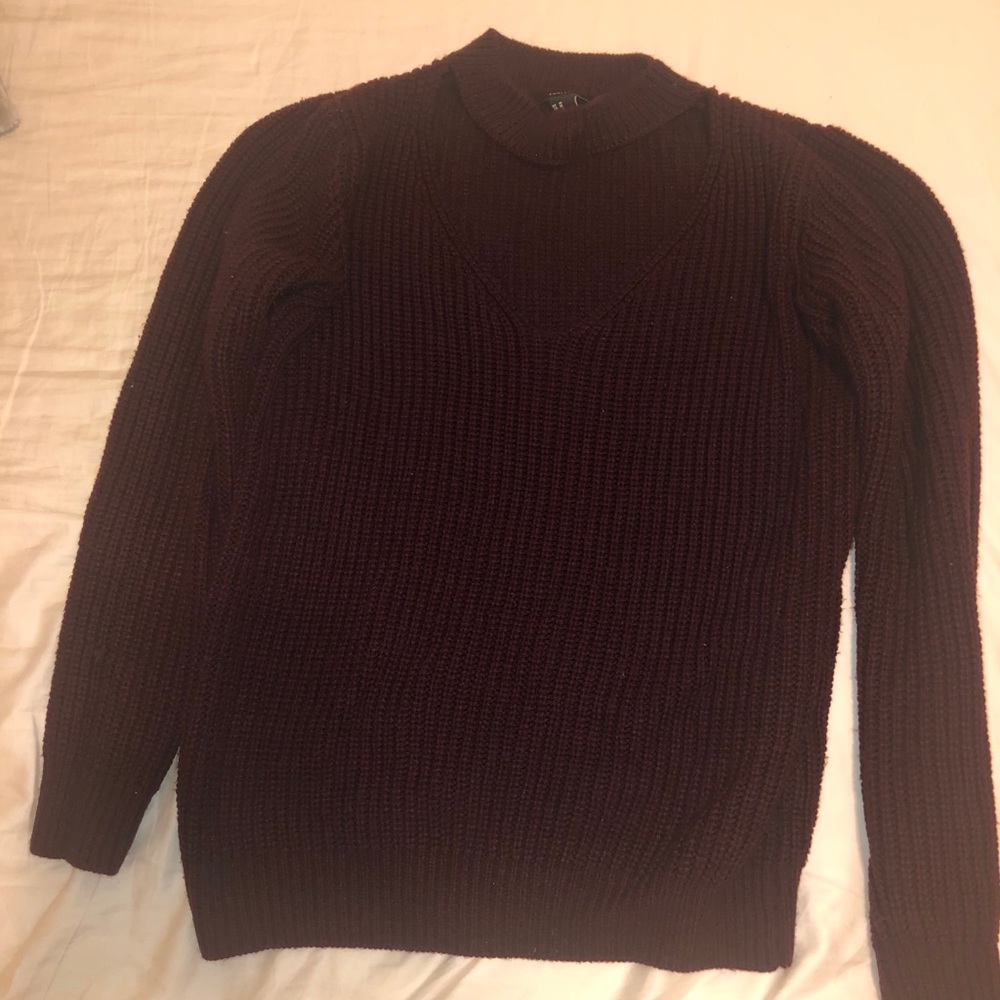 Oversized Burgundy Cut Out Sweater